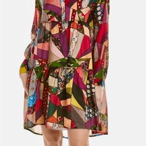 Johnny Was Multicolor Patchwork Long Sleeve Dress